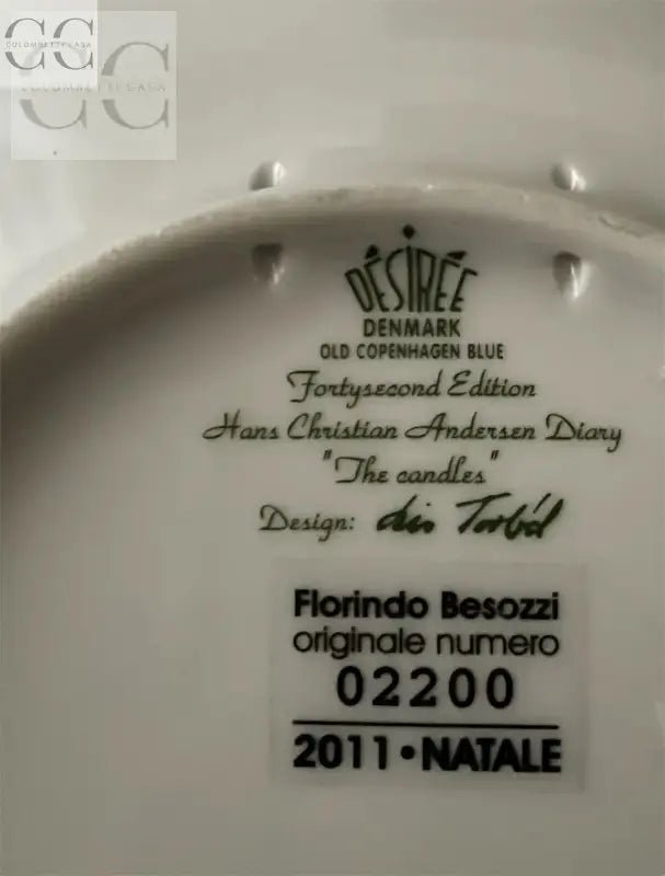 Piatto Natale 2011 Desiree Florindo Besozzi con informazioni edizione Old Copenhagen Blue
