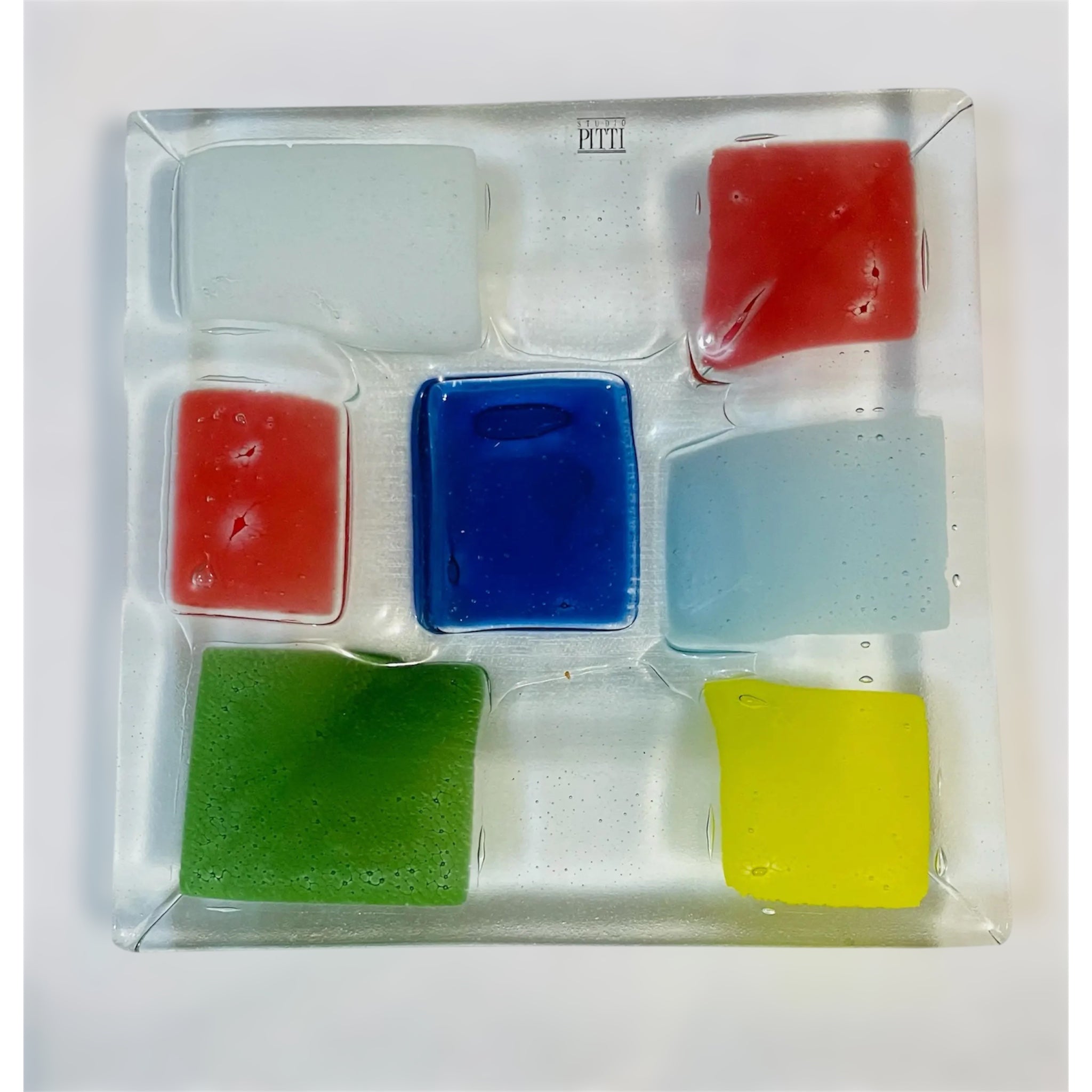 Piatto quadrato mosaico arlecchino in vetro Studio Pitti