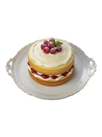 Piatto torta in porcellana bianca con filo oro Vecchio Ginori