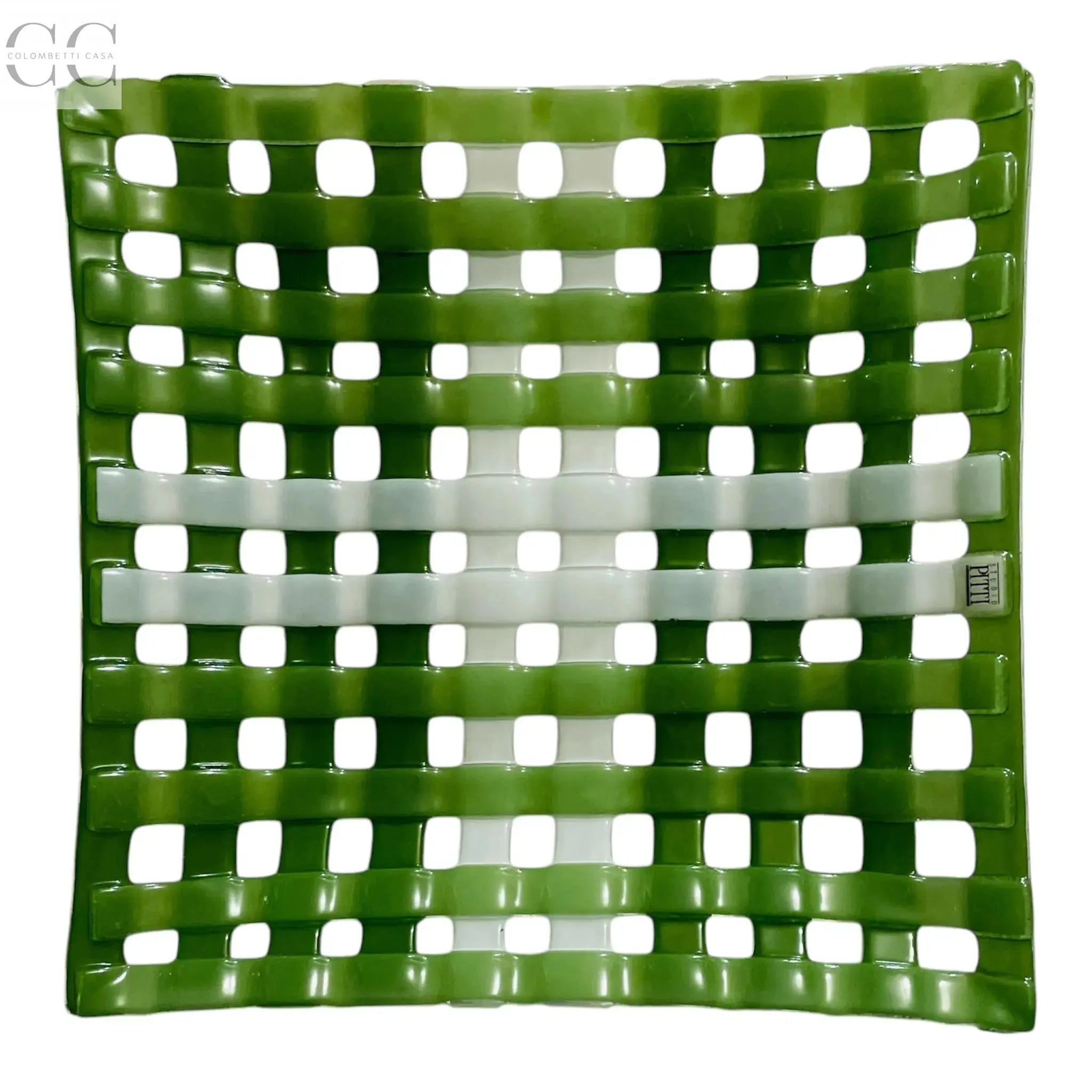 Piatto verde traforato in vetro Pitti Colombetti Casa