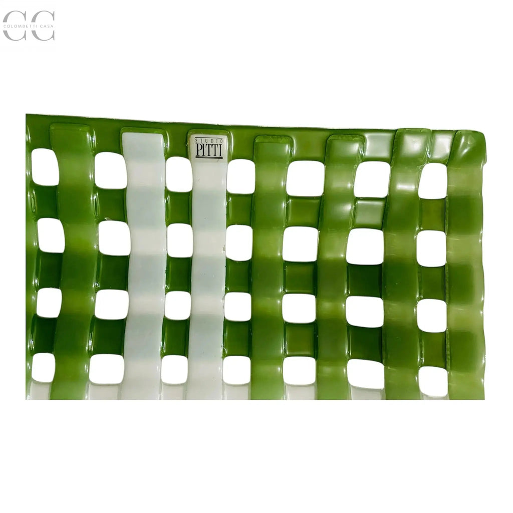 Piatto verde traforato in vetro Pitti Colombetti Casa
