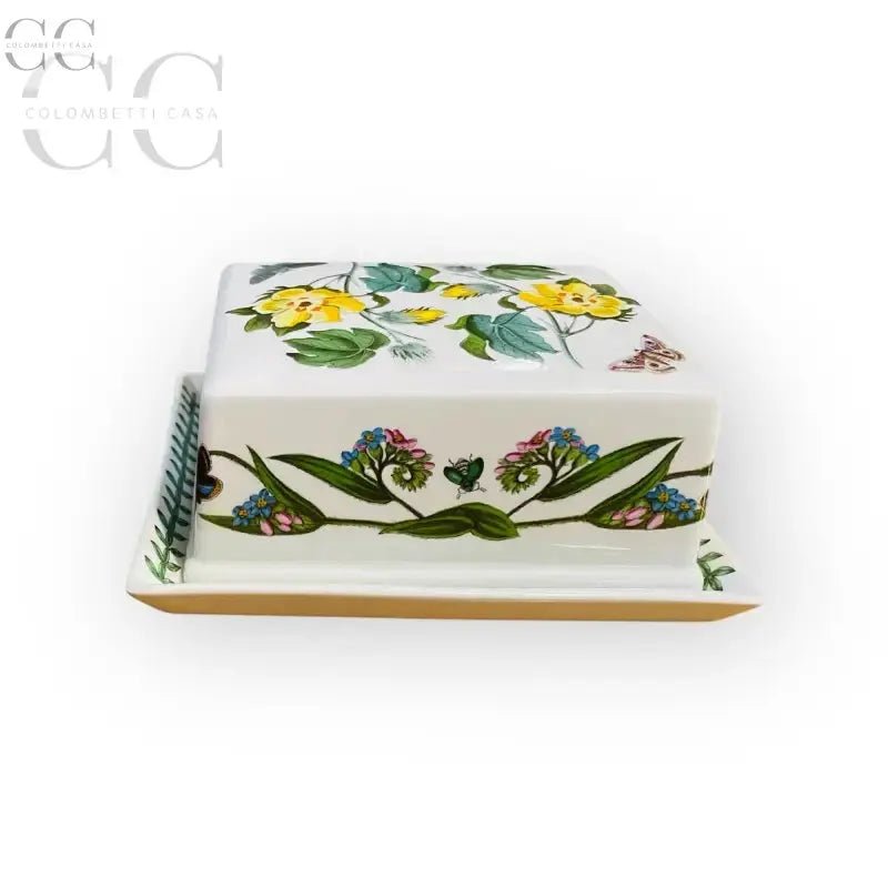 Piatto per burro quadrato con fiori in ceramica Portmeirion Botanic Garden