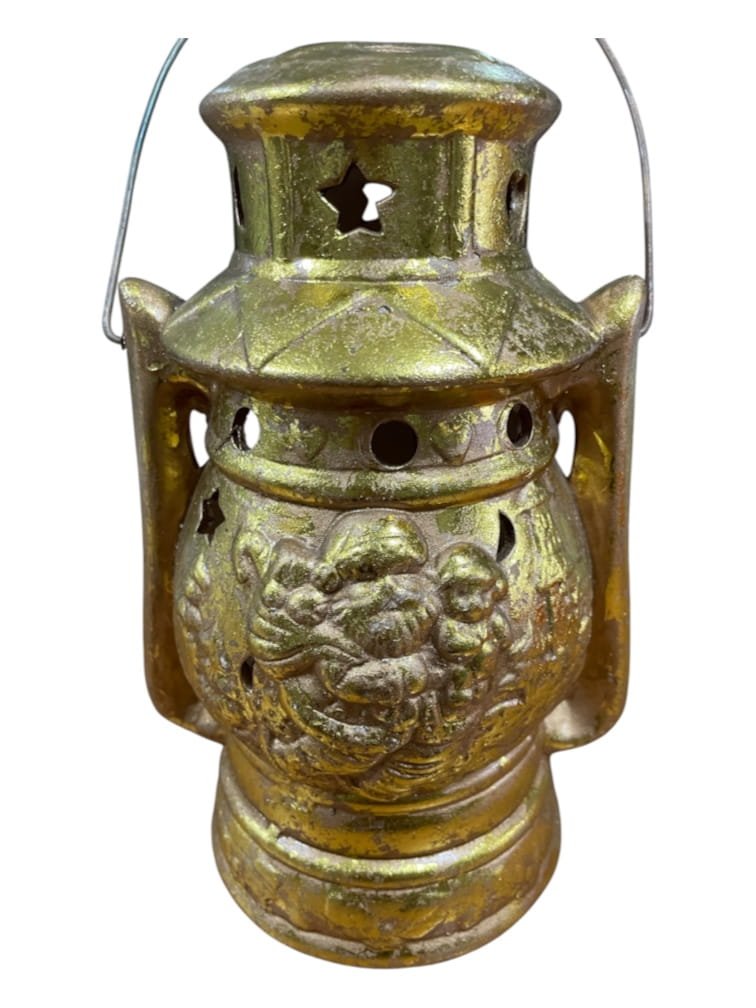Porta candele tealight lanterna in ceramica dorata