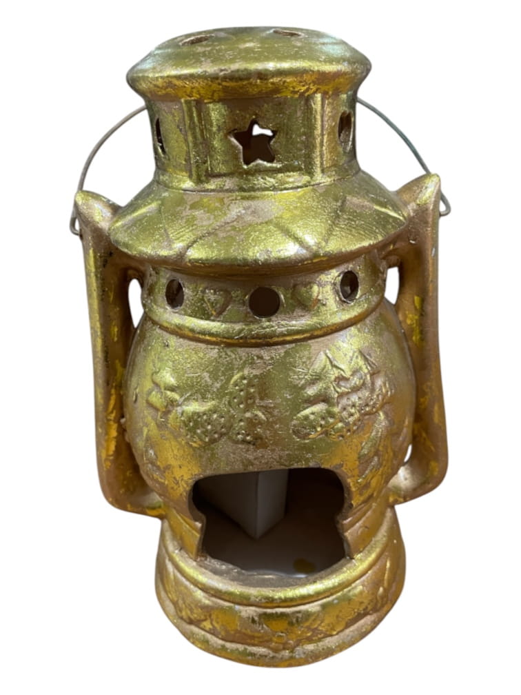 Porta candele tealight lanterna in ceramica dorata