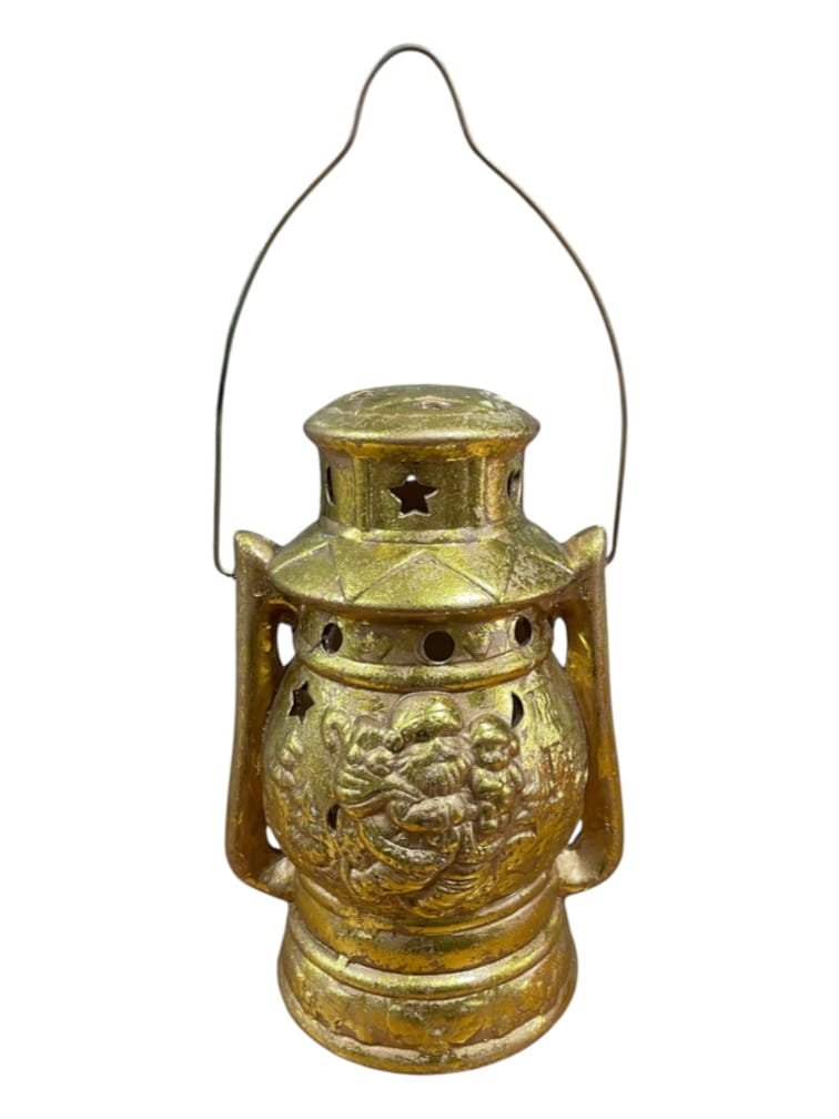 Porta candele tealight lanterna in ceramica dorata