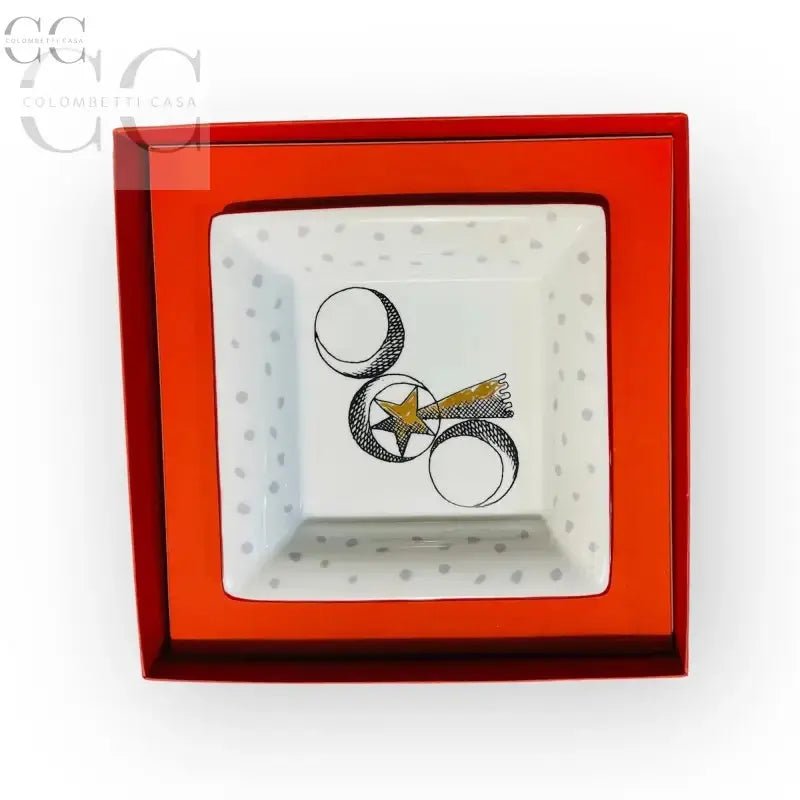 Piatto quadrato con design celestiale nella scatola arancione Richard Ginori