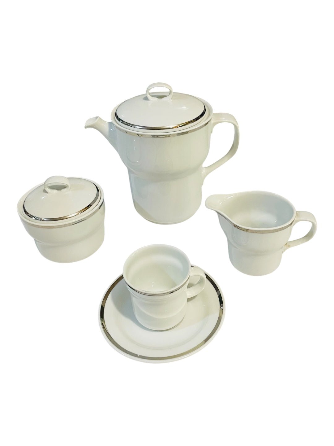 Richard Ginori set da caffè in porcellana bianca con filo platino - Colombetti Casa