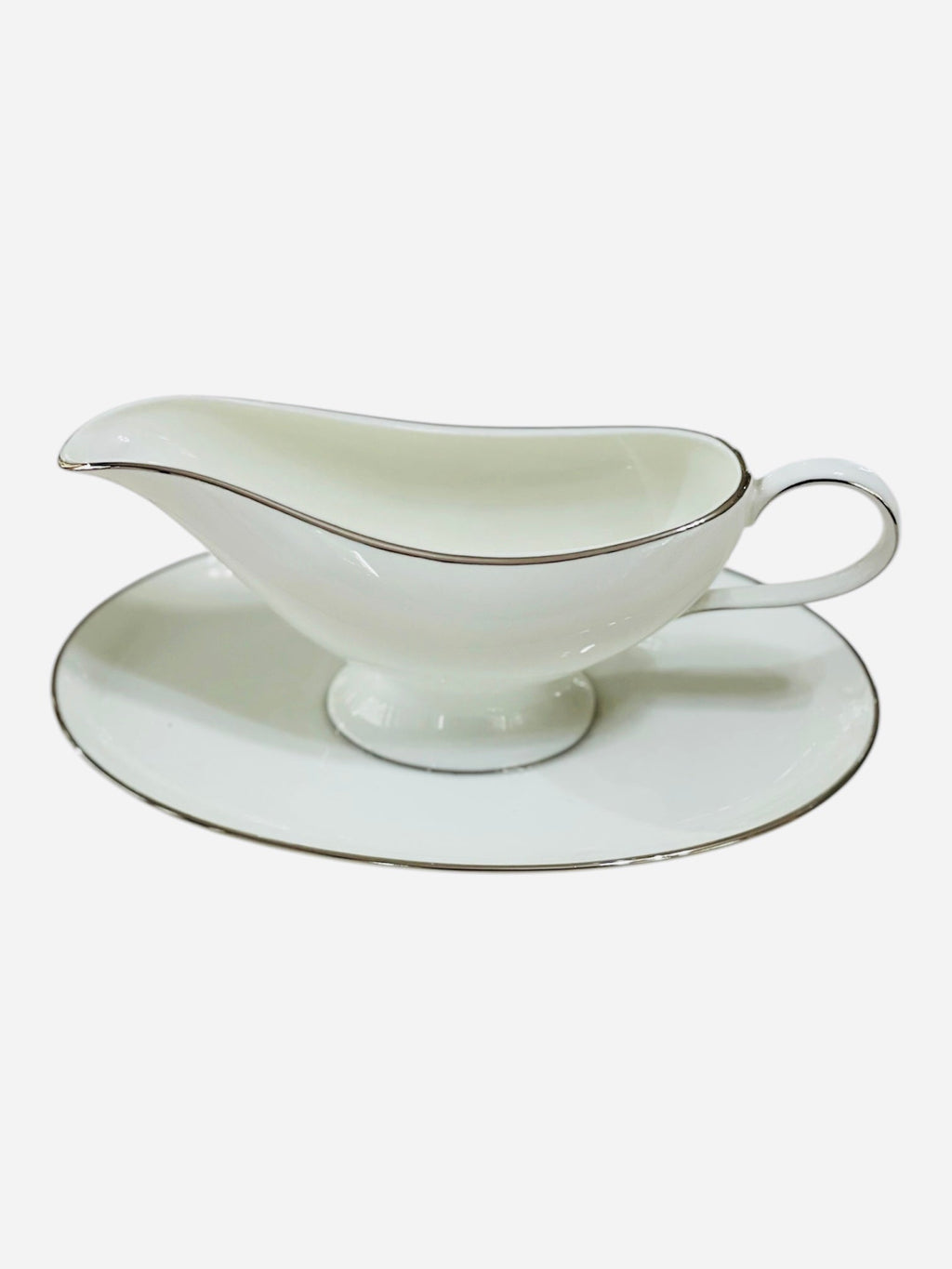 Salsiera porcellana Bone China Bianca filo platino Richard Ginori