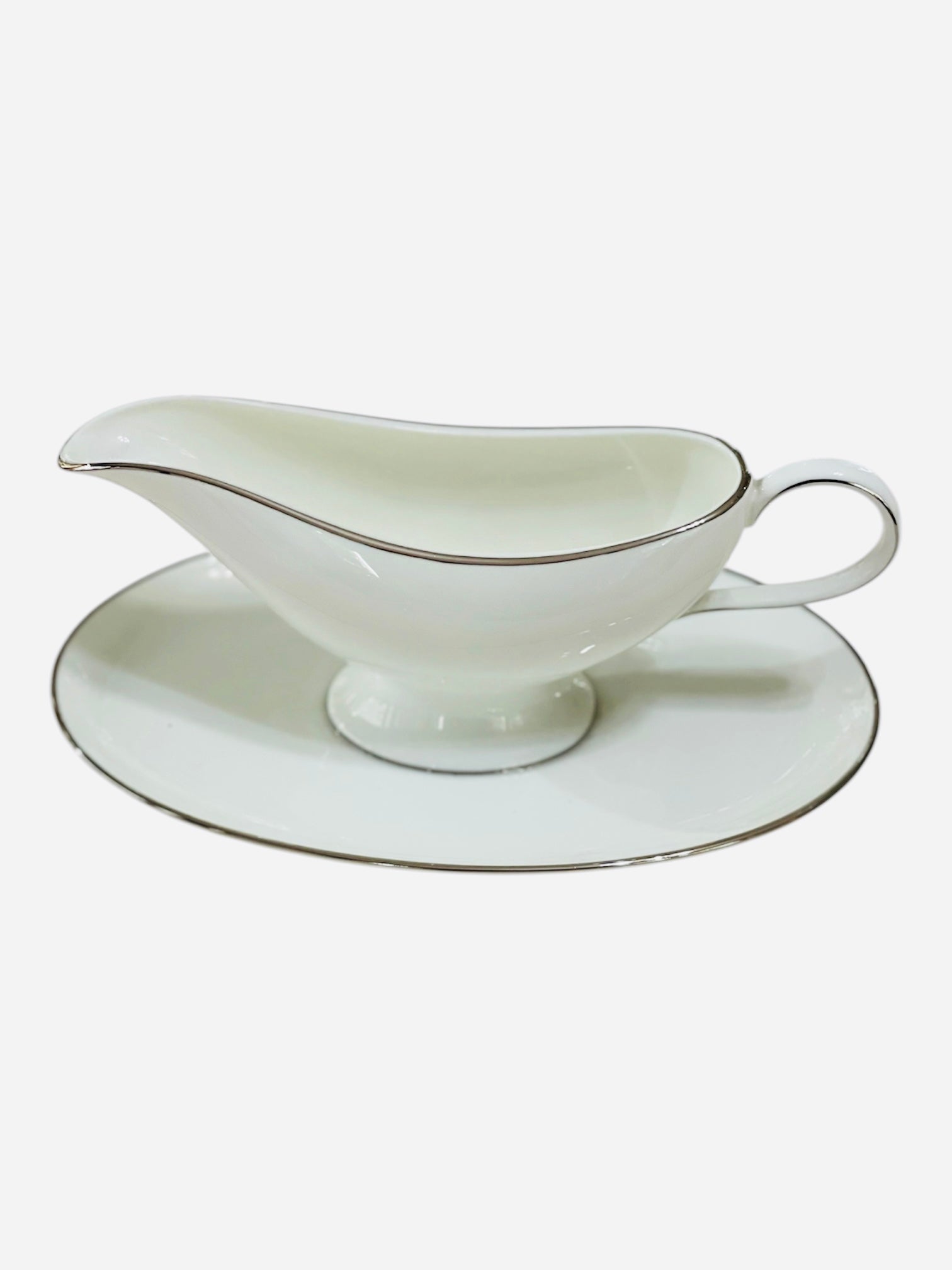 Salsiera porcellana Bone China Bianca filo platino Richard Ginori