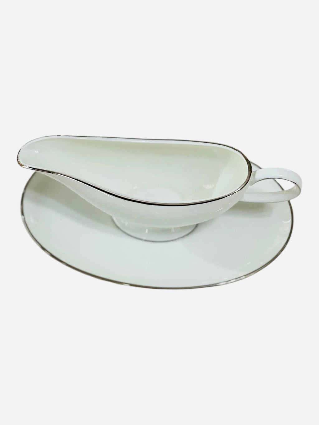 Salsiera porcellana Bone China Bianca filo platino Richard Ginori
