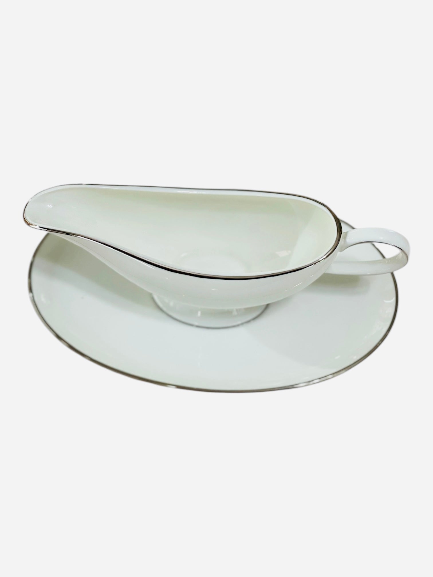 Salsiera porcellana Bone China Bianca filo platino Richard Ginori