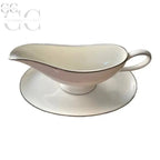 Elegante salsiera in porcellana bone china Bianca con bordo in platino Richard Ginori