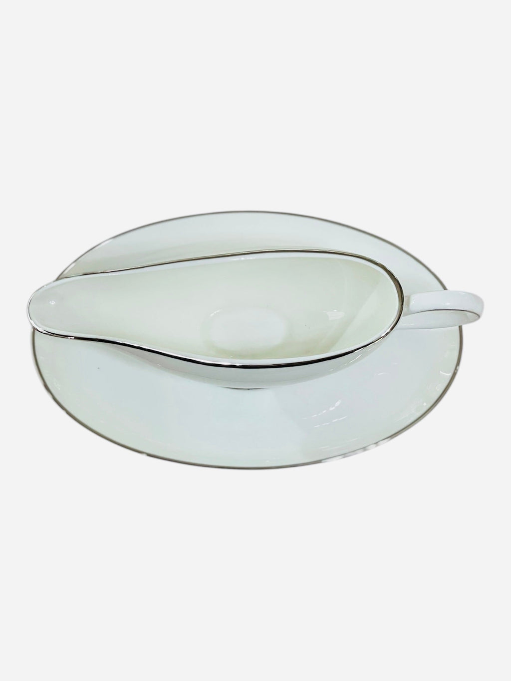 Salsiera porcellana Bone China Bianca filo platino Richard Ginori