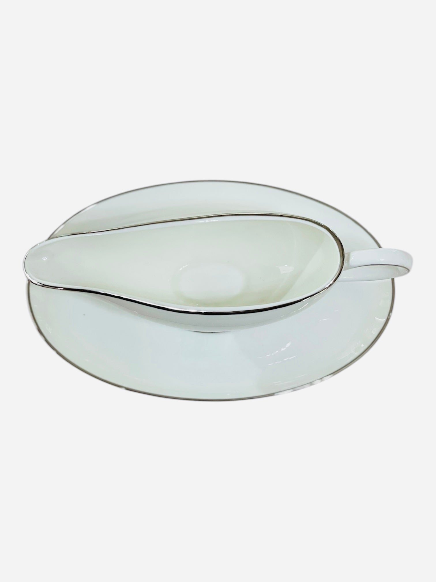Salsiera porcellana Bone China Bianca filo platino Richard Ginori