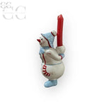 Candelabro in porcellana Villeroy&Boch con portacandele a forma di pupazzo di neve