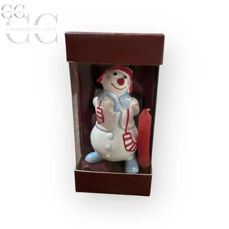 Candeliera porcellana Villeroy&Boch con candelina a forma di pupazzo di neve