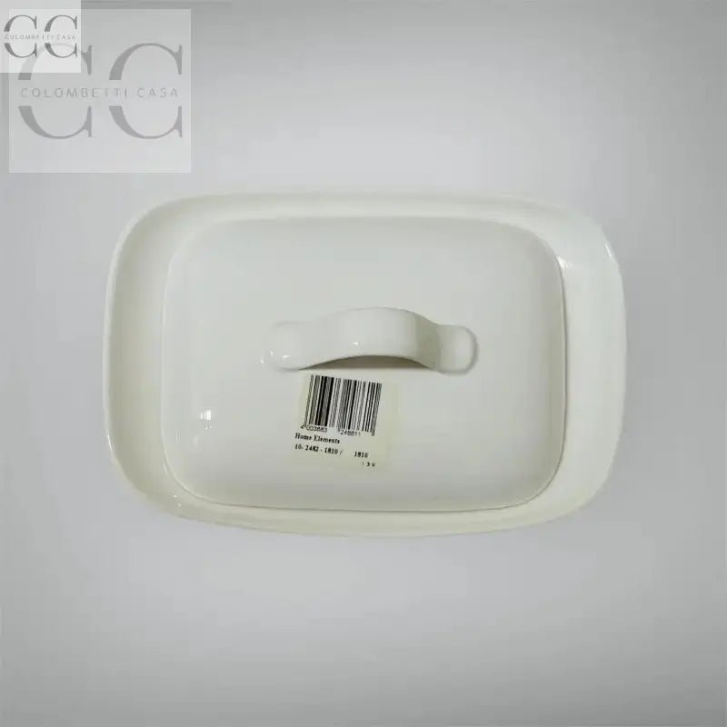 Porta burro rettangolare bianco con manico, tazze e piatti di Home Elements Villeroy & Boch