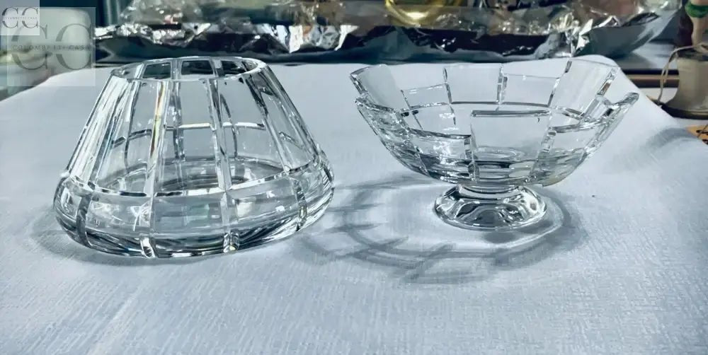 Due ciotole in vetro tagliato moderno Cristallo Boemia