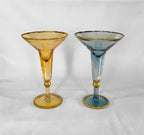 Set 2 candelieri vetro colorato con bordo oro Pierre Cardin - Colombetti Casa