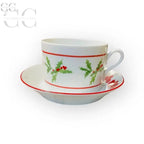 Tazza e saucer Richard Ginori con design di agrifogli in porcellana elegante