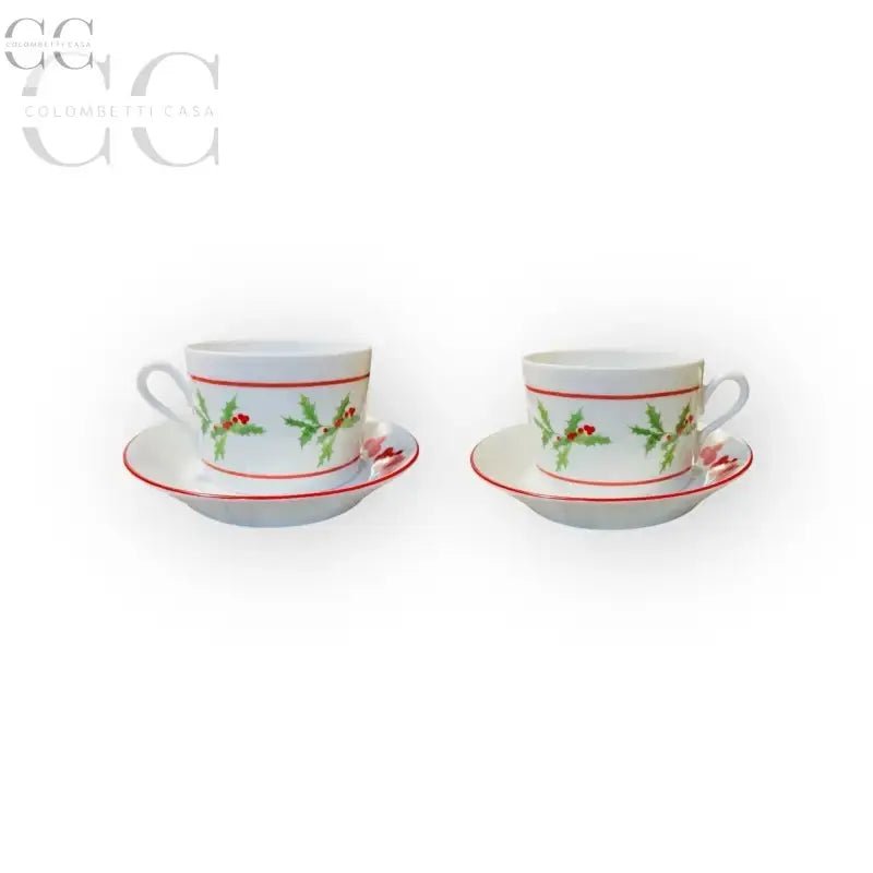 Set di tazze Richard Ginori con design di agrifoglio in porcellana bianca