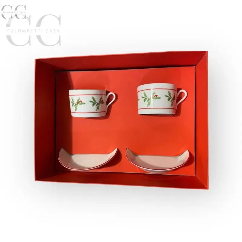 Set di tazze da tè Richard Ginori con tema natalizio in un’elegante scatola rossa