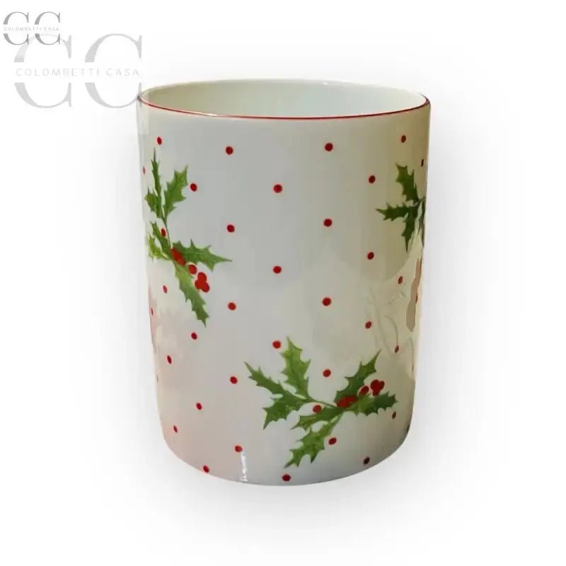 Tazza Richard Ginori bianca con agrifoglio e pois rossi per collezionisti