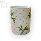 Tazza Richard Ginori bianca con agrifoglio e pois rossi per collezionisti