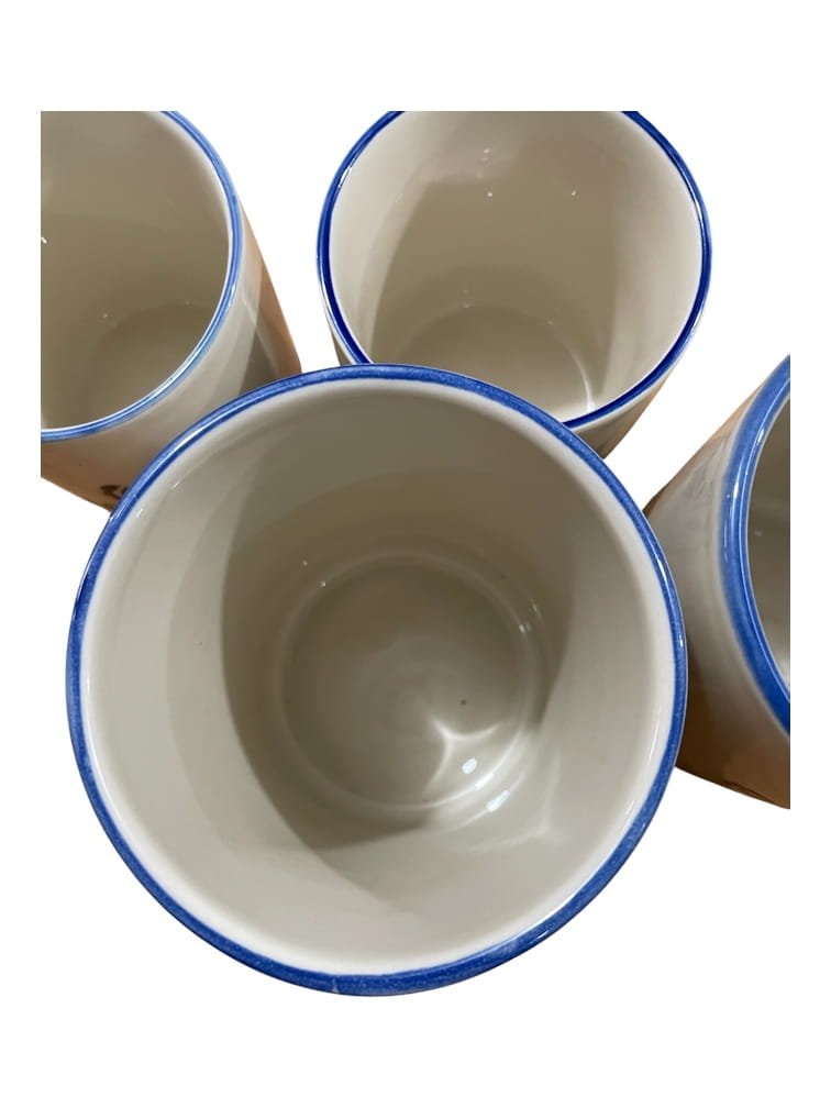 Set 4 barattoli in ceramica con tappo in legno galli blu