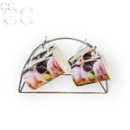 Set di tazze floreali in porcellana con supporto metallico Finecasa