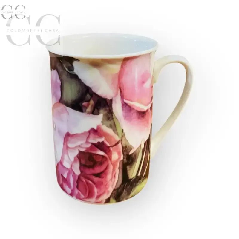 Mug in porcellana con motivo floreale del set di tazze Finecasa