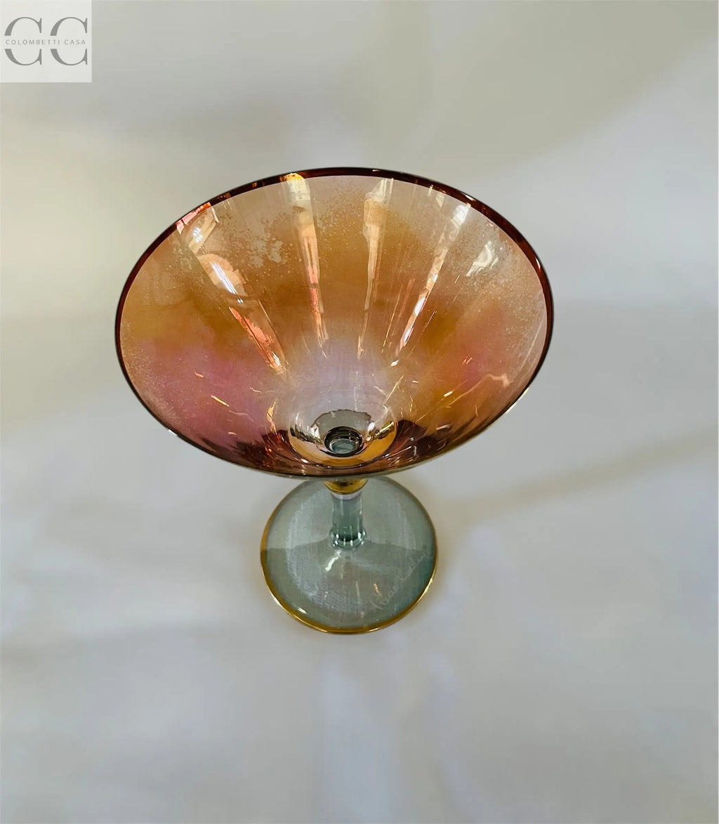 Set 6 coppe rosso e azzurro con bordo oro Pierre Cardin Colombetti Casa