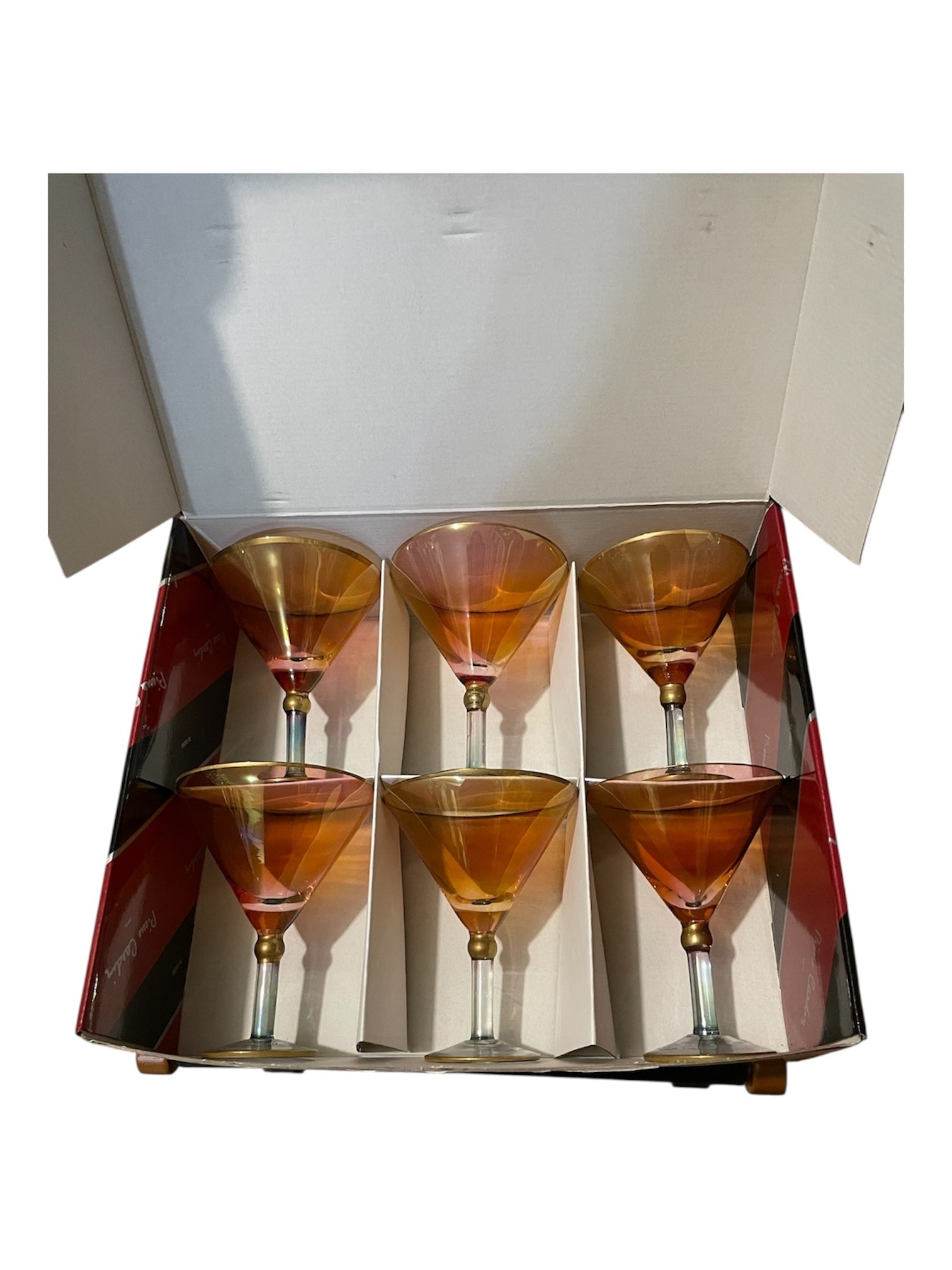 Set 6 coppe rosso e azzurro con oro zecchino Pierre Cardin - Colombetti Casa