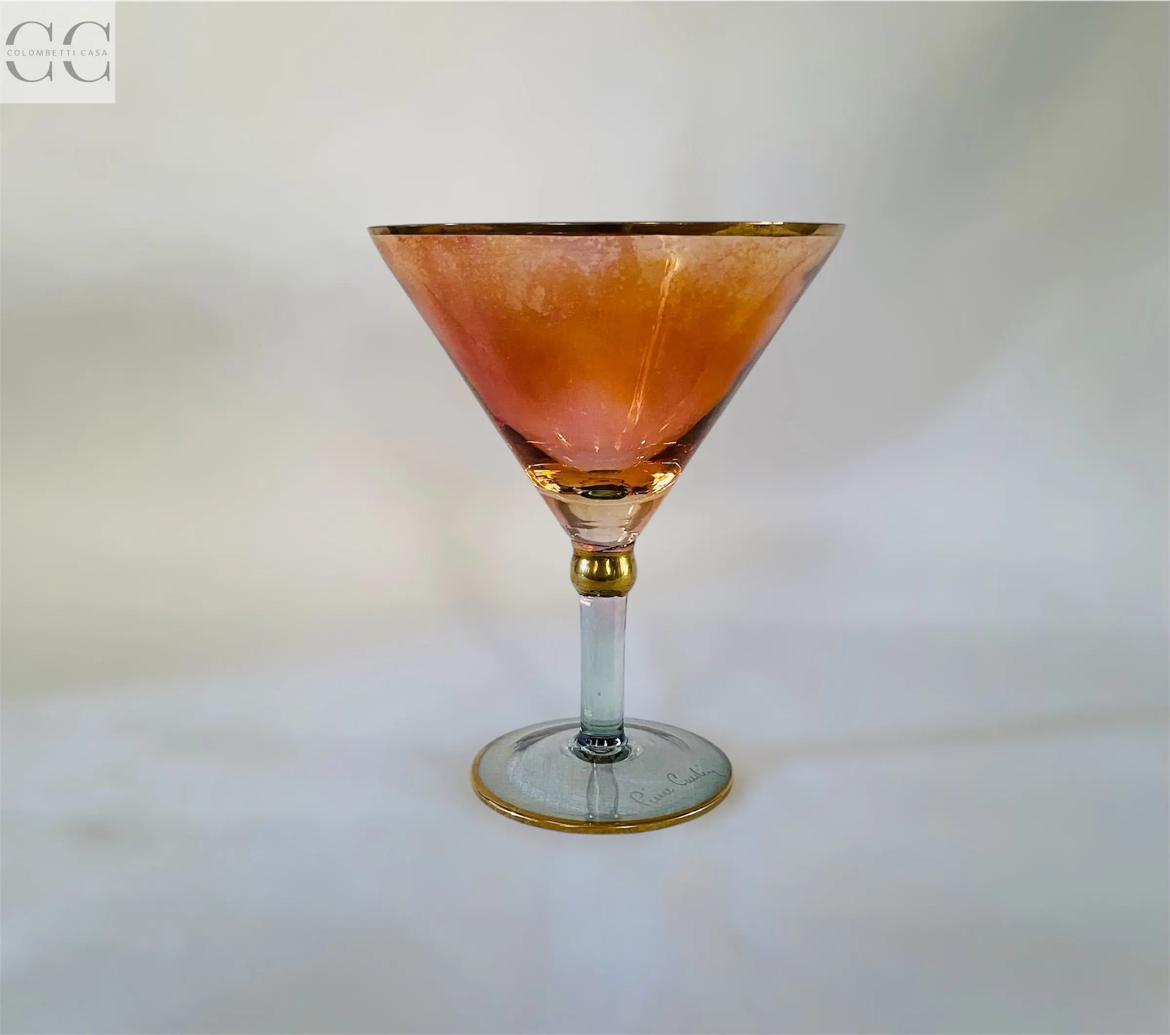 Set 6 coppe rosso e azzurro con bordo oro Pierre Cardin Colombetti Casa