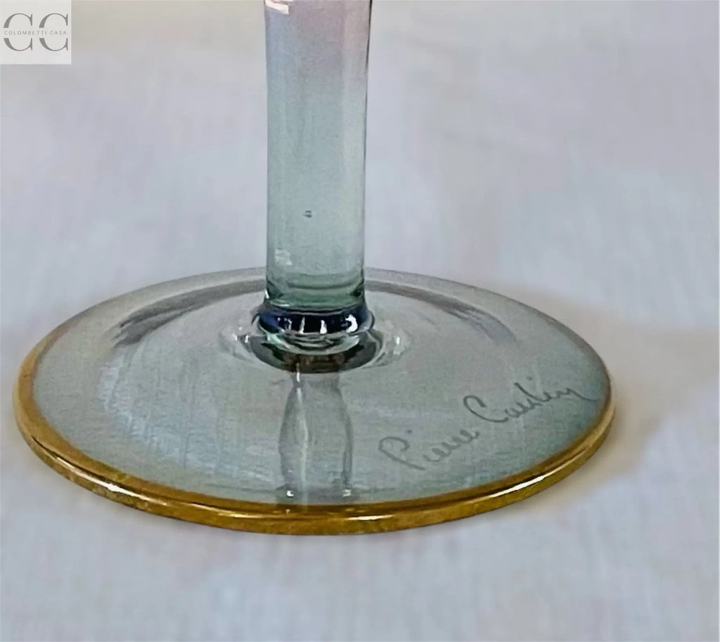 Set 6 coppe rosso e azzurro con bordo oro Pierre Cardin Colombetti Casa