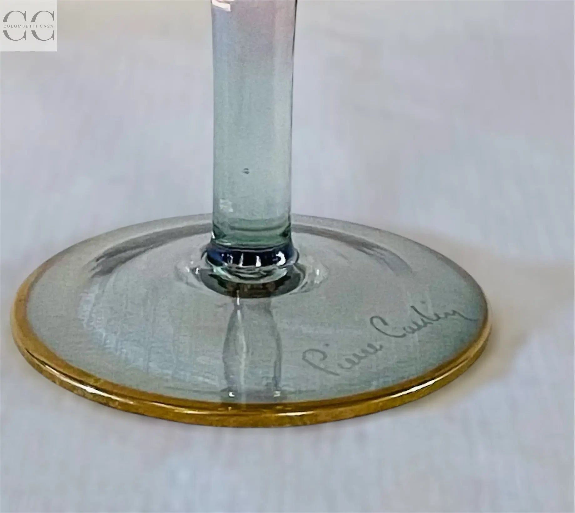 Set 6 coppe rosso e azzurro con bordo oro Pierre Cardin Colombetti Casa