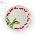 Piatto decorativo natalizio Richard Ginori con agrifoglio, parte del set di tazze