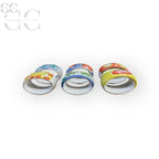 Set di tre portatovaglioli in ceramica decorata a mano, colori vivaci e unici