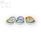 Set di tre portatovaglioli in ceramica decorata a mano, colori vivaci e unici