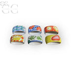 Set di 6 portatovaglioli in ceramica decorata a mano colorati e vivaci