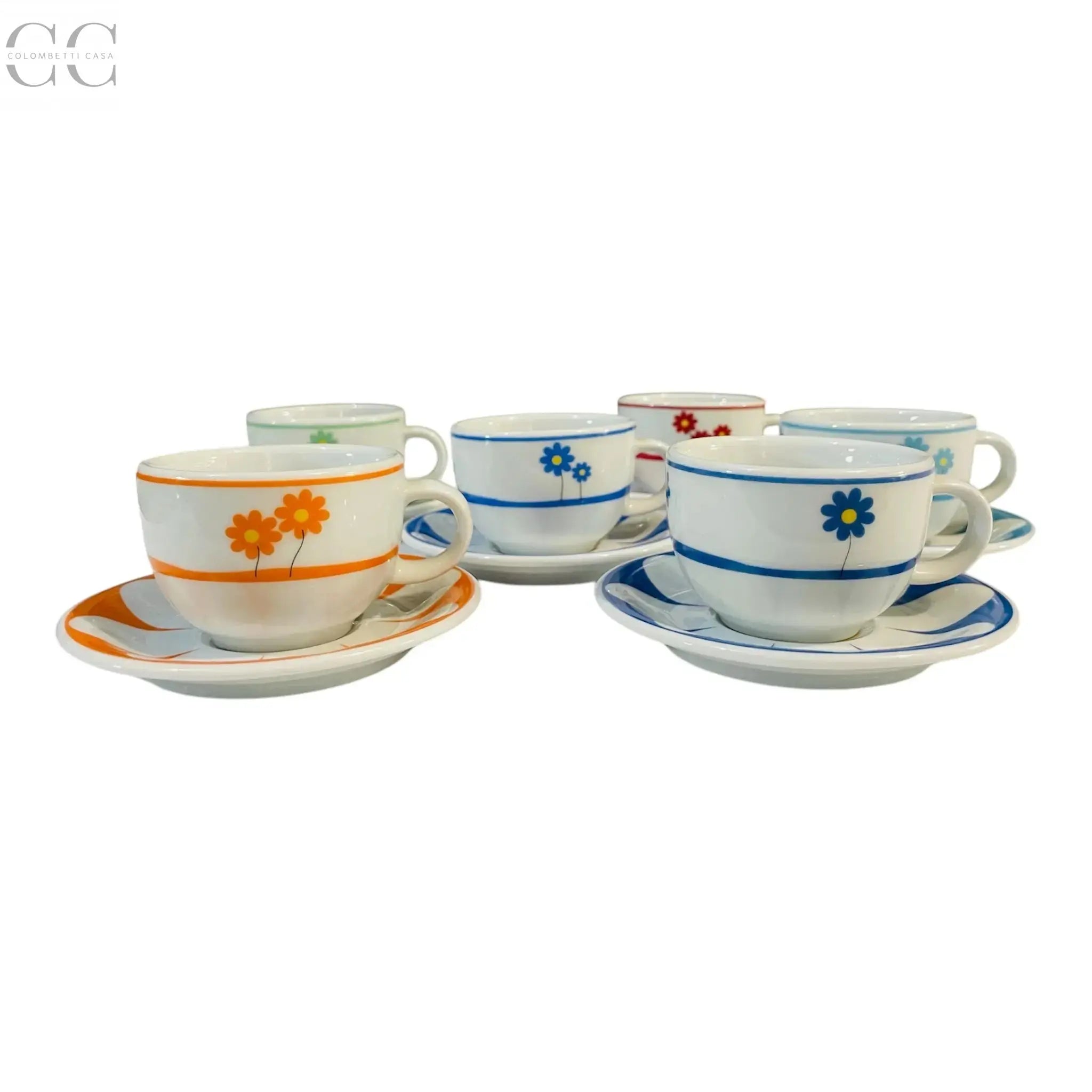 Set 6 tazze caffè decoro fiori multicolor porcellana Dettagli Colombetti Casa