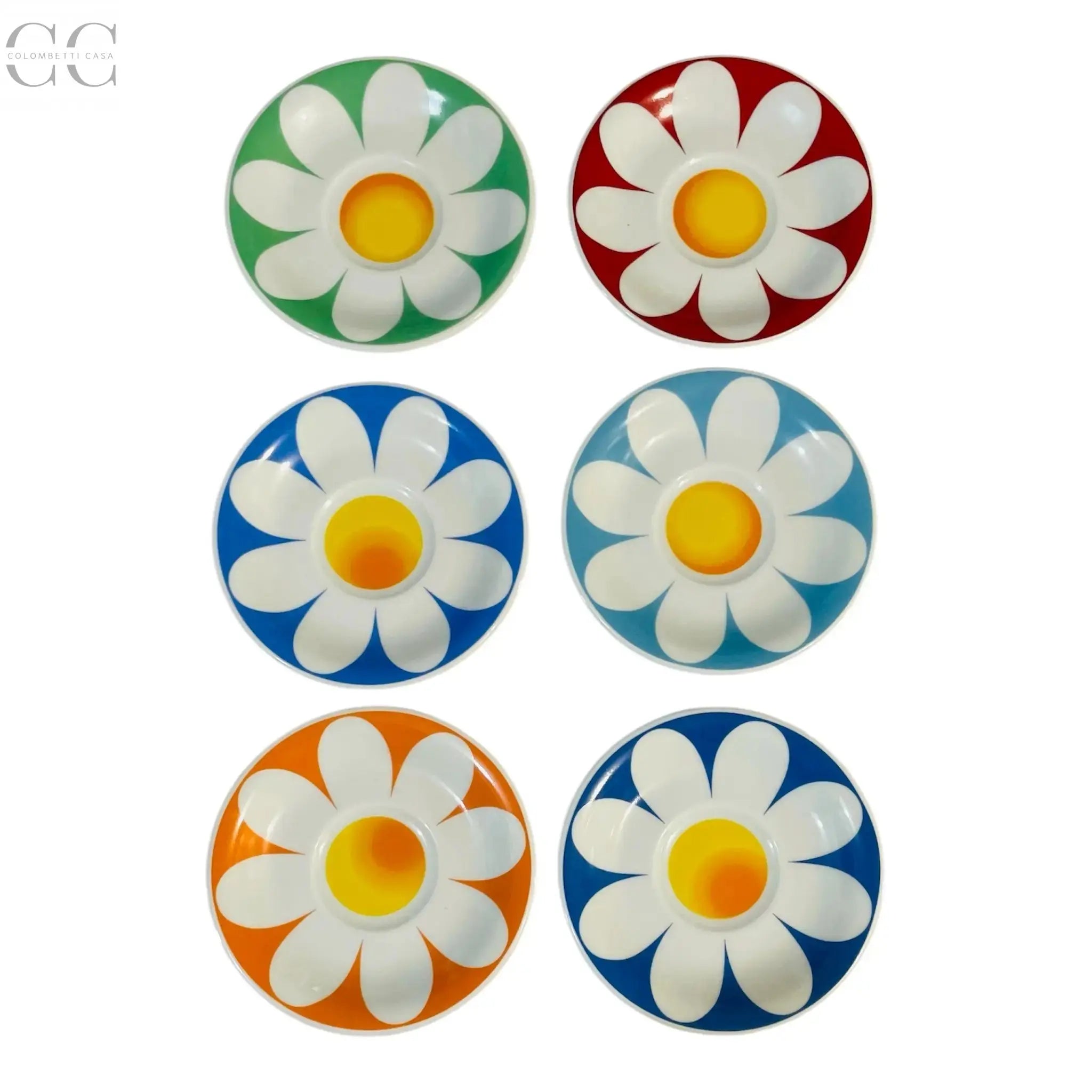 Set 6 tazze caffè decoro fiori multicolor porcellana Dettagli Colombetti Casa