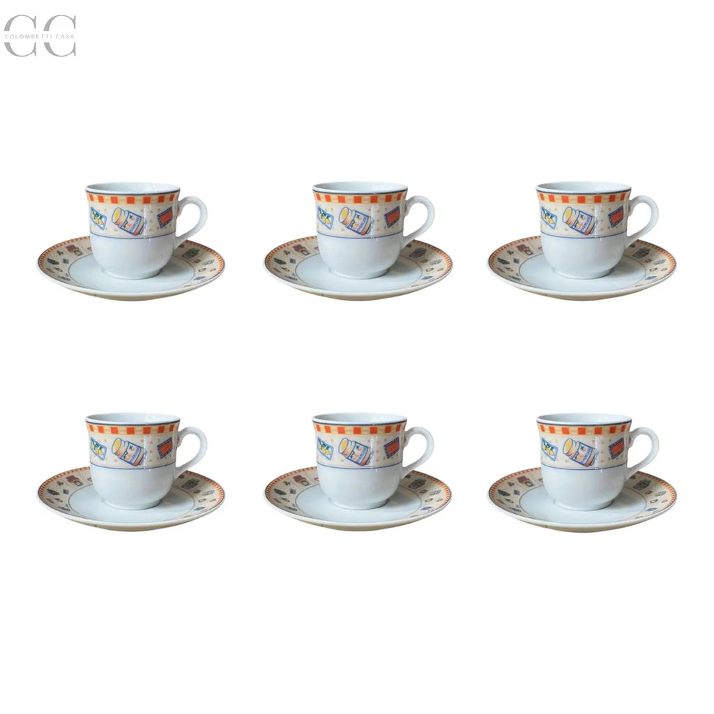 Set 6 tazze caffè decoro marmellate porcellana Weissestal Colombetti Casa