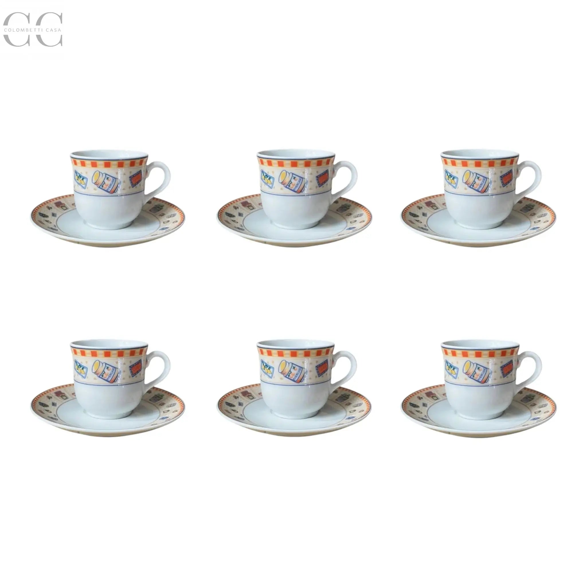 Set 6 tazze caffè decoro marmellate porcellana Weissestal Colombetti Casa