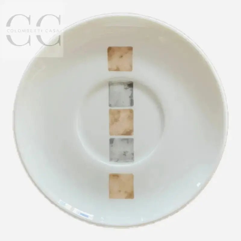Saucero bianco a motivo quadrato per tazze caffè Domino in bone china Newplay