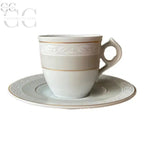Elegante tazza caffè porcellana Weissestal bianca e oro con piatto abbinato