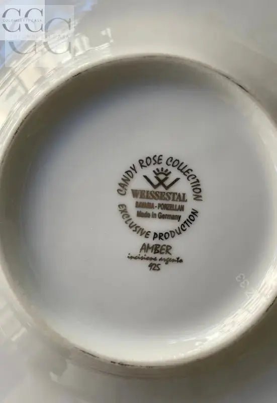 Piattino in porcellana Weissestal con marchio del produttore e platino inciso