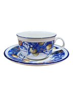 Set 6 tazze da the blu e frutti in ceramica inglese