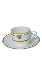 Set 6 tazze da the decoro verde e giallo porcellana di Limoges