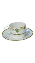 Set 6 tazze da the decoro verde e giallo porcellana di Limoges